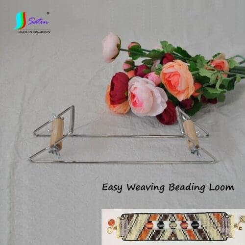 Baby DIY Bead Bracelets/necklaces/belts/earrings Ribbon Jewelry Tool Wooden with Metal Frame Easy Weaving Beading Loom S0342L