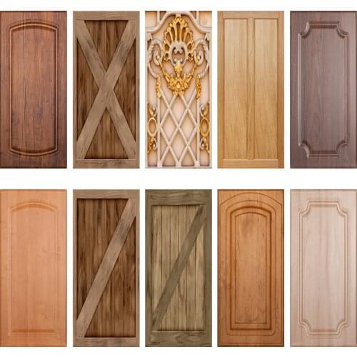 Door Stickers Wood Home Decor Door Wrap Wall Sticker Mural Wallpaper Self Adhesive Pvc Removable Waterproof Bedroom Door Decal