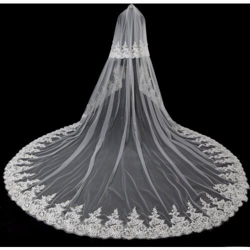 Bride veil wedding veils long cathedrals vail ivory veil lace white wedding tops women bridal veil