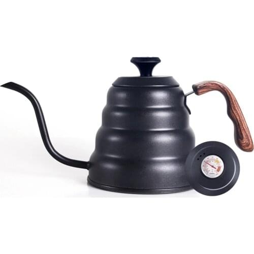 Stainless Steel Drip Kettle with thermometer 1.2L/1L Gooseneck Coffee Kettle With Lid Thin Long Mouth Coffee Tea pot for Office