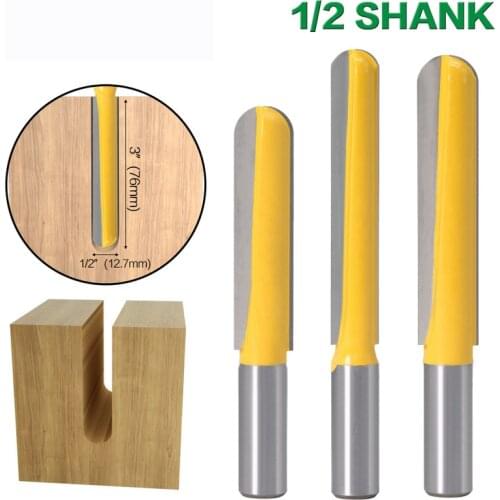 1Pcs 12mm Shank Bakelite Router Bit Straight end mill trimmer flush trim Tenon Cutter Extended Deep Milling Milling Cutter