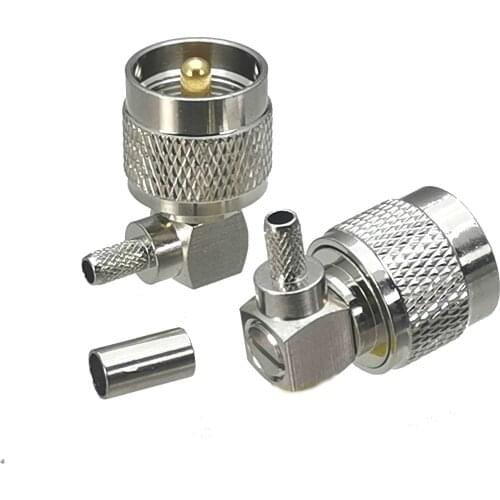 Connector PL259 UHF male plug right angle crimp RG58 RG142 LMR195 RG400 Cable