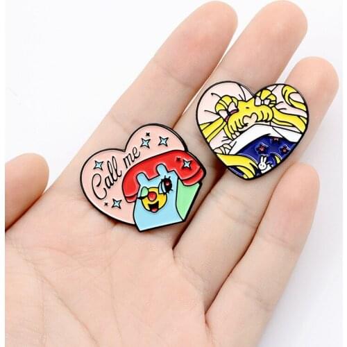 Creative cartoon cute heart-shaped girl brooches hat accessories enamel pins badge gift for kid friend