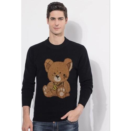Mens Cotton Sweater Pullovers Men O-neck Sweaters hot drill black Autumn Male Diamond stone Knitting Clothing Black S-3xl New