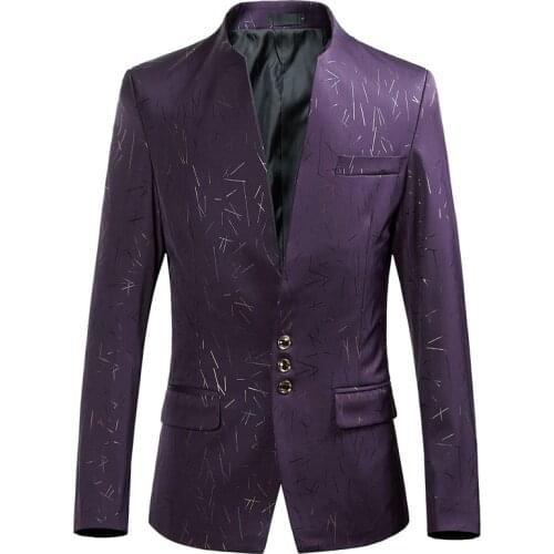 MYAZHOU 2020 High-End Quality Brand Slim Plus Size Mens Blazers Chinese style three-button single-breasted purple suits jacket