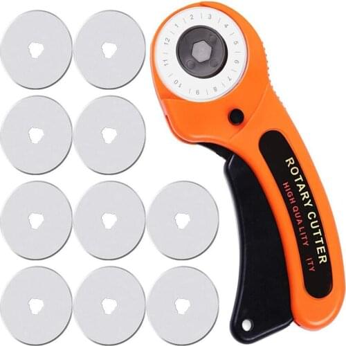 Imzay 45mmRotary Cutter Fabric Circular CuttingTool Kit With 10 Replacement Rotary Blades DIY Quilting Leather Craft Accessories
