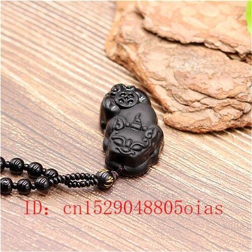 Natural Black Obsidian Dragon Tiger Pendant Beads Necklace Fashion Charm Jewellery Carved Pixiu Amulet Gifts for Women Men