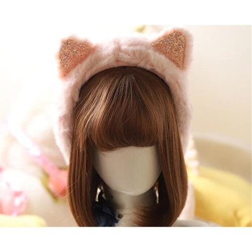 Women Girl Fur Winter Ear Warmer Earmuffs Cat Ear Muffs Earlap Glitter Sequin Earmuffs Headband B793