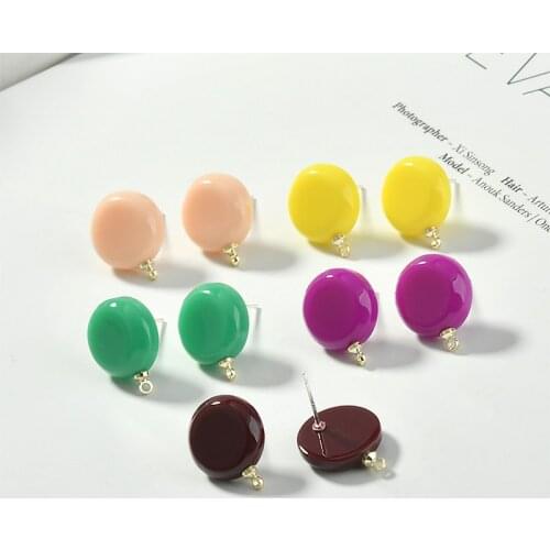 New style 40pcs/lot color print geometry acrylic rounds decoration fashion women stud earrings diy jewelry earring accessory