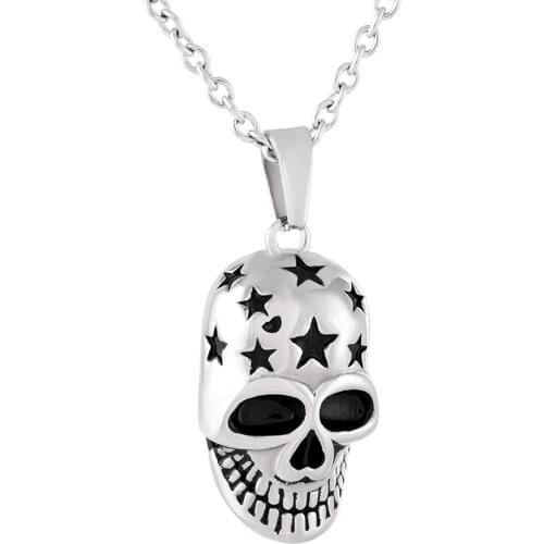 IJD9839 Skeleton With Star Cremation pendant&Jewelry Keepsake 316L Stainless Steel Skull Head Memorial Urn Necklace For Ashes