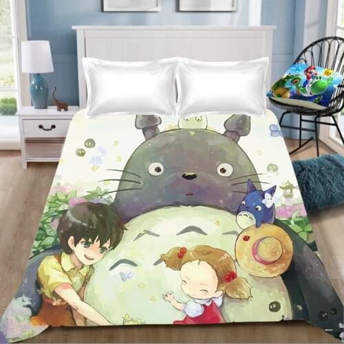 Totoro Anime Printing Bed Sheet Vegeta Miyazaki Hayao Tonari No Totoro Children Room Bed Sheet Bed Linen (NO cover pillowcase)