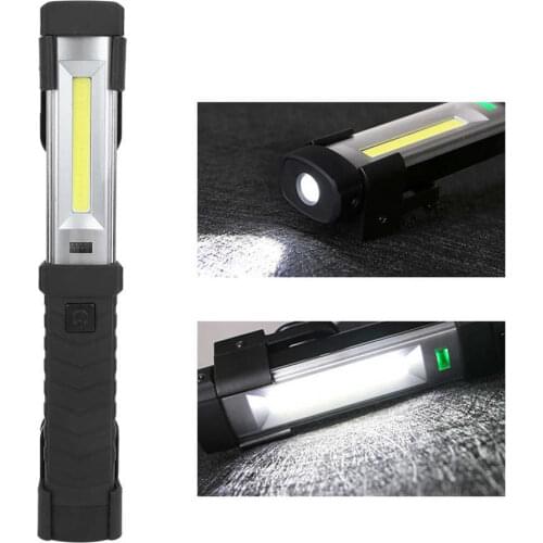 Work Light Magnetic Inspection Light Multifunctional Pen-Shaped USB Charging ABS Waterproof Black