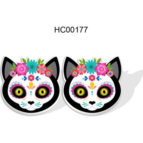 Day of the Dead Ghost Cat Skeleton Flower Skull Stud Earrings Fashion Punk Earrings Jewelry Accessories