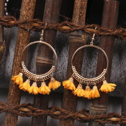 Bohemian Style Alloy Ring Tassel Earrings