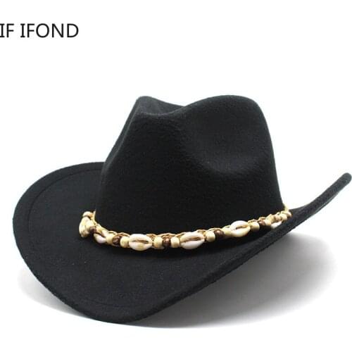 Fashion Women Men Wool Blend Wide Brim Western Cowboy Cowgirl Hat Gentleman Felt Jazz Church Sombrero Caps