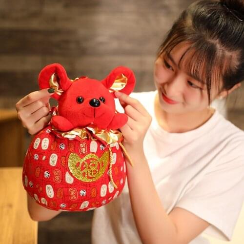 Cute Rat Mouse Plush Toy Lucky Mascot Animal Stuffed Doll Toys Home Decorations for 2020 Chinese New Year Gifts 6.69 inch