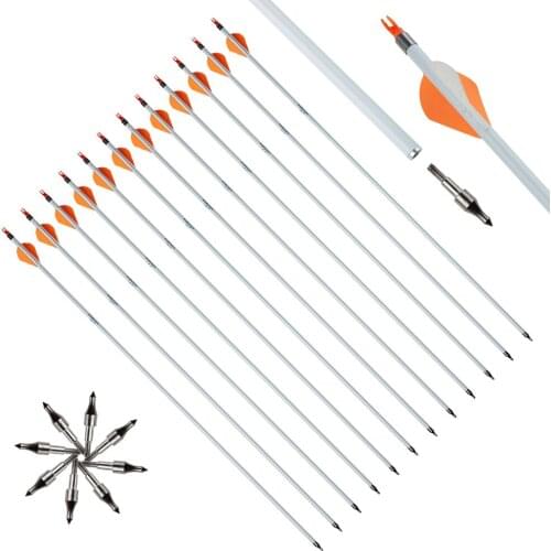 Toparchery Carbon Arrows Spine 400 31.5inch Green Shaft Vanes Recurve Compound Bow Longbow Hunting Shooting