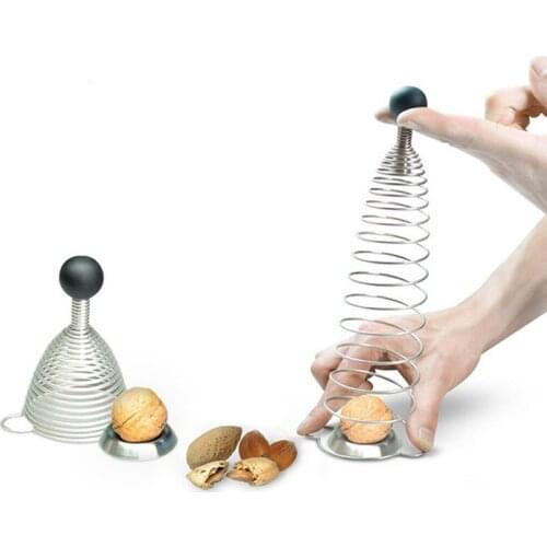 Creative Delicate 10*6.5cm 304 Stainless Steel Nut Cracker With Spring Sheller Walnut Crackers Pliers Metal Opener Nut Tool