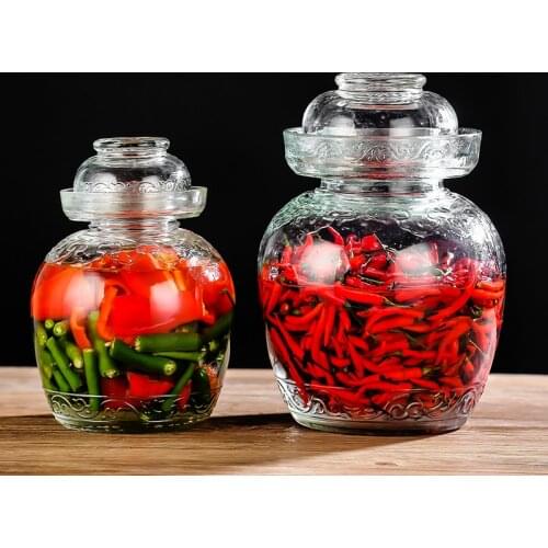 Thickened Transparent Glass Kimchi Jar Pickles Container Kitchen Accessories Pickled Jars for Food Pickling Sealed Storage Tank