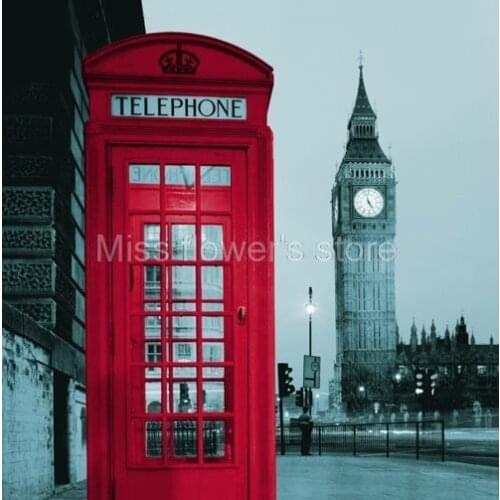 Shower Curtain Telephone Booth Big Ben Pattern Bathroom Waterproof Mildewproof Polyester Fabric With 12 Hooks 180cm*180cm