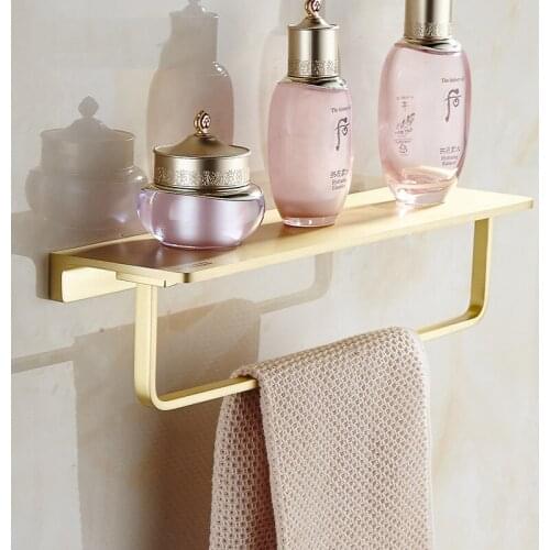High-quality brass bathroom single-layer dressing table wall-mounted bathroom shelf