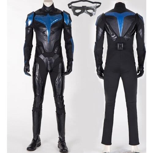 Adult Bat Superhero Dick Grayson Cosplay Costume Halloween Party Cool Battle Outfit Full Suit With Boots