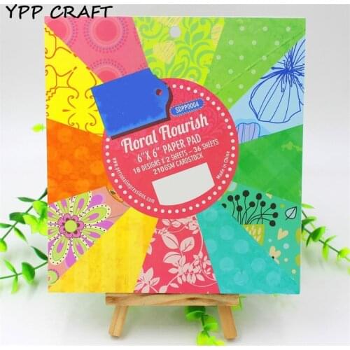 YPP CRAFT 6'' Acid-Free Bright Florals Pattern Decorative Scrapbooking paper set of 36sheets printed background craft paper