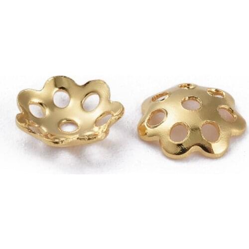 100pcs Filigree 304 Stainless Steel Bead Caps End Cap for Jewelry Making DIY Bracelet Necklace Findings 6x1mm Hole: 1mm