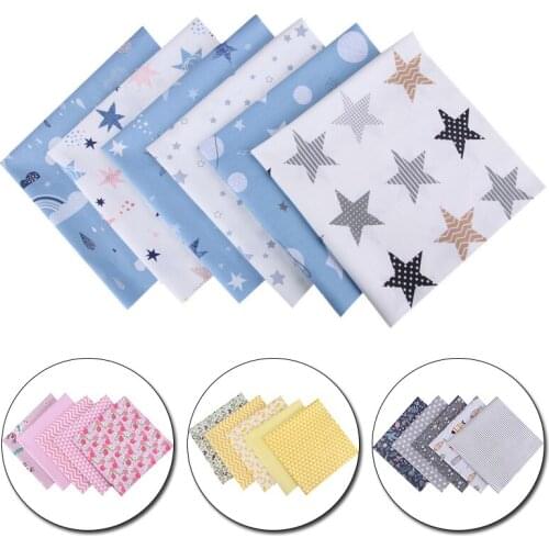 25*25cm5Pcs 100% Cotton Cartoon Fabric Assorted Pre-Cut Floral Cloth Sewing Patchwork Bundle DIY Decor Needlework DIY Handmade