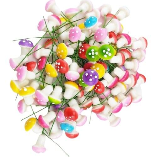 60Pcs Miniature Mushroom Mini Mushroom Fairy Garden Colorful Mushrooms Size Mixed Color