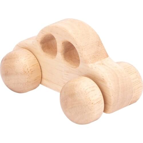 Beech Wood Montessori Educational Child Wooden Toys Building Blocks Inertia Car Training Baby Gift Log Trolley