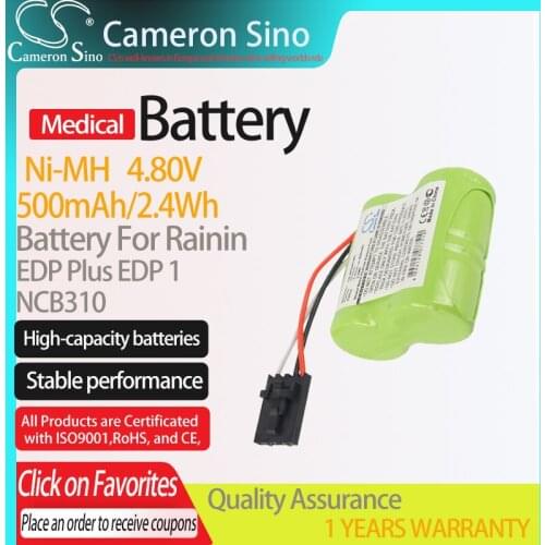 CameronSino Battery for Rainin EDP Plus EDP 1 fits Rainin NCB310 Medical Replacement battery 500mAh/2.4Wh 4.80V Ni-MH Green