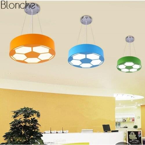 Color Football Pendant Light Modern Led Hanging Lamp For Kindergarten Bedroom Light Fixtures Home Decor Luminaire Children Gift