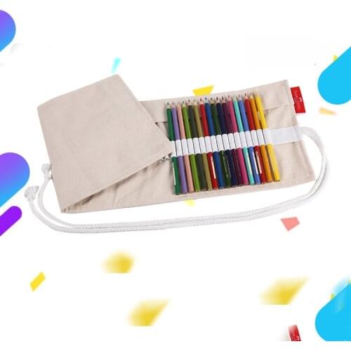 The 64 hole color pencil sketch pencil bag cloth curtain curtain canvas pen color pencil bag canvas bag