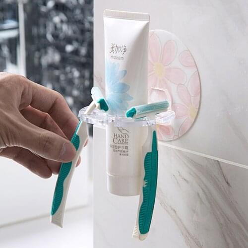 ONEUP Plastic Toothbrush Holder Toothpaste Storage Rack Shaver Tooth Brush Dispenser Bathroom Organizer Accessories Punch-free