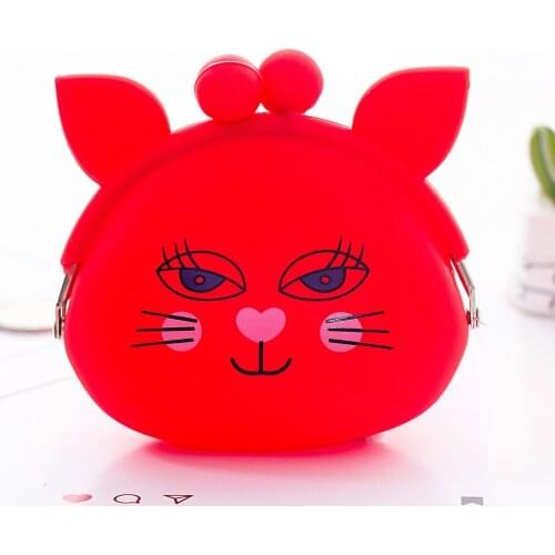 For Children Cute Cartoon Cat Silicone Jelly Wallet Silica Gel Change Bag Key Pouch Coin Purse Clutch Key Holder Storage Bag #AW