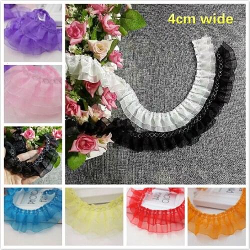 Double-layer Organza Pleated Silver Line Tulle Lace Ribbon Tablecloth Curtain Childrens Dress Skirt Toy Doll Pet Clothing Trim