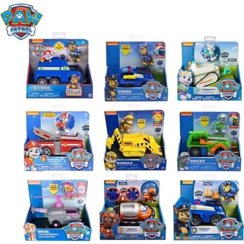 Genuine Paw Patrol Rescue Dog Puppy Set Toy Car Patrulla Canina Toys Action Figure Model Chase Skye Rubble Car For Children Gift
