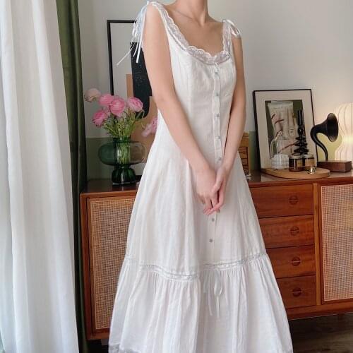 Jastie Summer Boho Women Dress 2021 White Single-Breasted Bow Lace-Up Ruffled Suspender Midi Dress Beach Party Prom Dresses