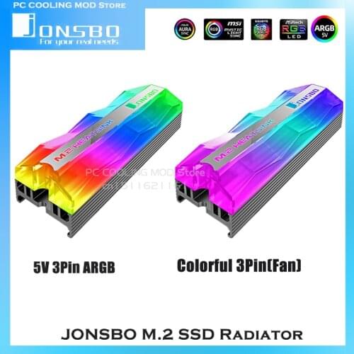 JONSBO M.2 Radiator SSD ARGB MOBO 3PIN 5V AURA SYNC Streamer Hard Disk Cooler M.2-2