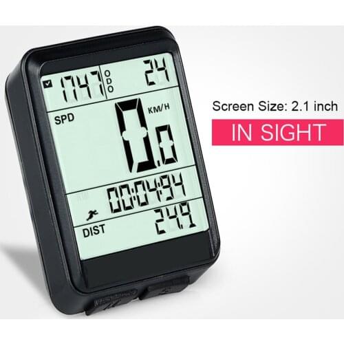 Kebidumei 2.1in Waterproof Bicycle Computer Wireless MTB Bike Cycling Odometer Stopwatch Speedometer Watch LED Digital Rate
