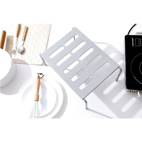 Kitchen Expandable Storage Rack Adjustable Hollow Plastic Desktop Storage Stand Induction Cooker Microwave Shelf Holder