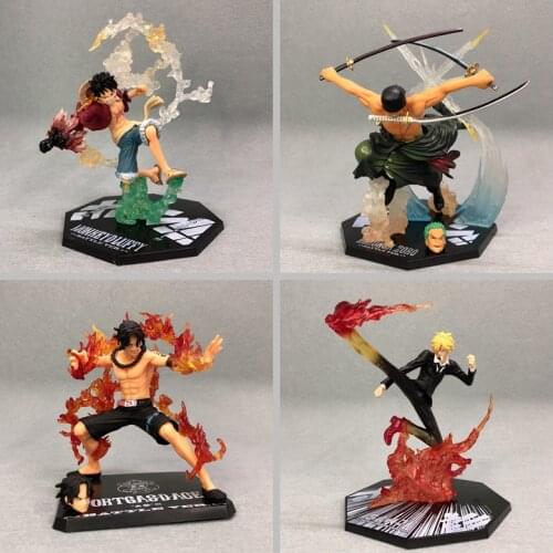 15CM One Piece Anime Luffy Roronoa Zoro Vinsmoke Sanji Doll Model Gift