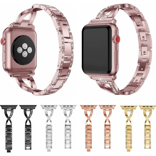 NEW Women Watch Accessories Bling Diamond Stainless Steel Band For Apple Watch Series 1/2/3/4 42mm 38mm Bracelet Strap 40mm 44mm