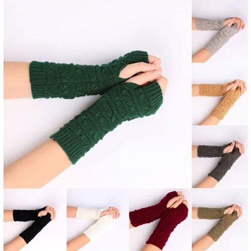 Arm Warmers Wool Mitten Warm Fingerless Gloves Thicken Hand Warmer Winter Women Arm Crochet Knitting Faux Gloves Arm Cover White