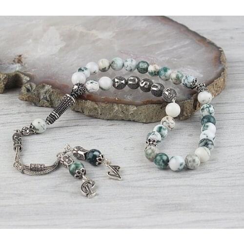 33 Beads Agate Muslim Prayer Tasbih Misbaha Islamic Jewelry Subha Rosary Capsule Cut Tassel 925 Caliber Silver Special Design