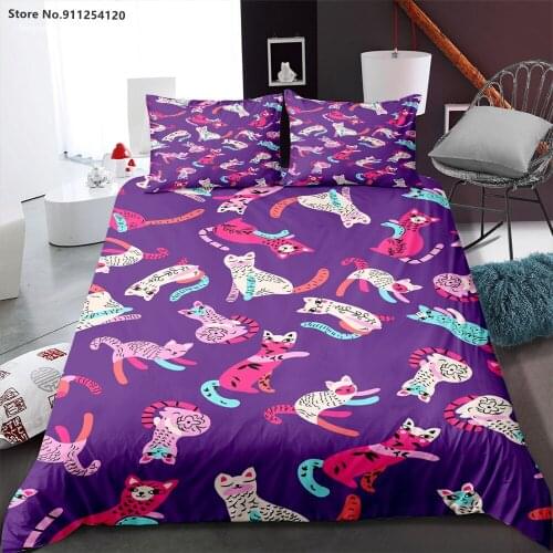 Animals Cat Panda Bedding Sets Baby Children Duvet Cover 2/3 Piece Bed Set Bed Quilt Cover Home Textile Bed Cover Set Dropship