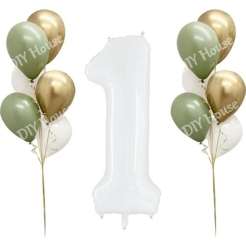 13pcs 40inch White Figure Balloon Kit Avocado Metal Gold Balls For Kids Birthday Wedding Party Decoration DIY Home Supplies