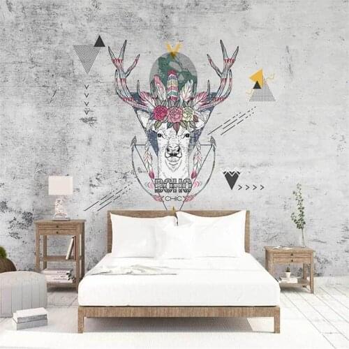 Milofi custom 3D wallpaper mural geometric elk abstract Nordic background wall living room bedroom decoration painting wallpaper