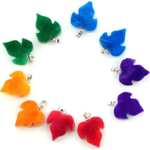Natural Agate 21*24mm Multicolor Maple Leaf Pendant Charms for Jewelry Making Bulk Jewelry Diy Charms Designer Charms